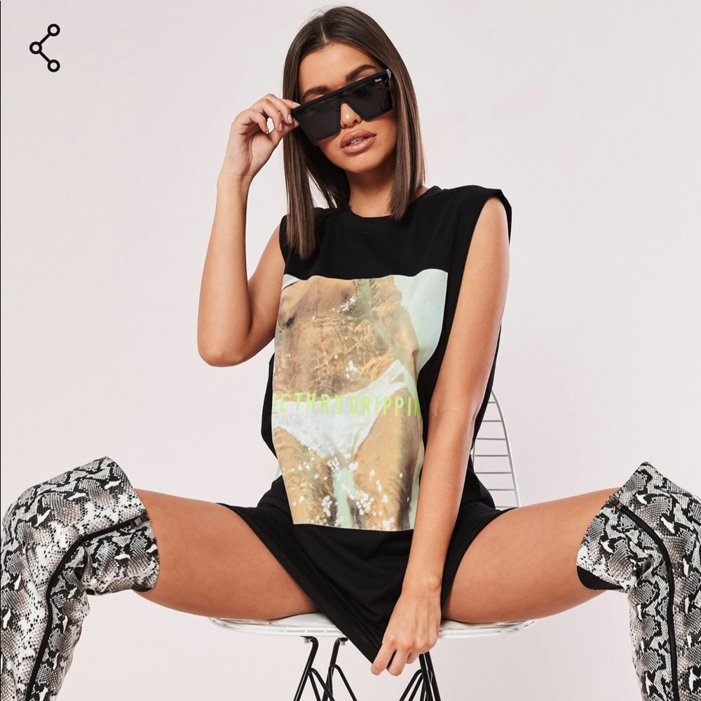 Black Drippin Graphic Oversized T Shirt Dress